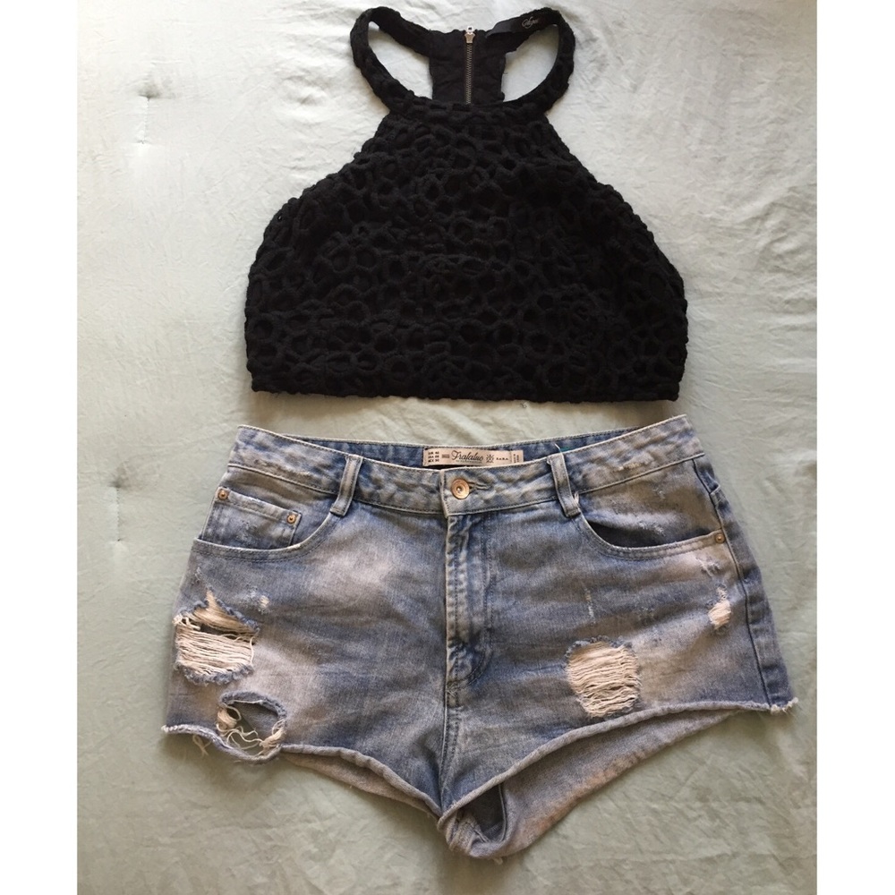 Black crop top + choice of 1 high waisted short
